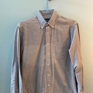 Excellent custom soft shirt, gray w/checks, size M